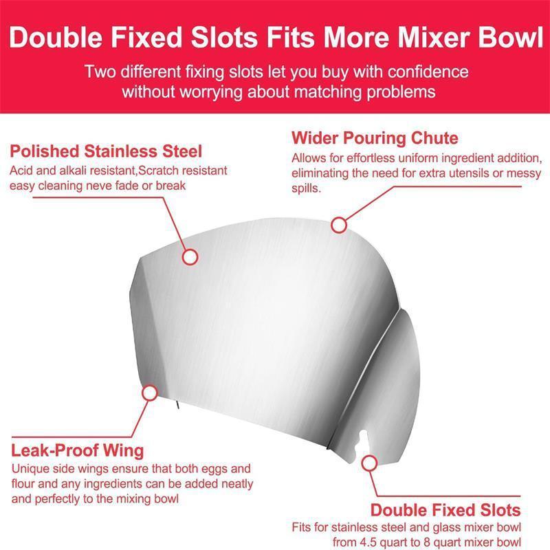Premium Stainless Steel Mixer Bowl Pour Guard Mess Free Stand Mixer Pouring Shield Attachment 2