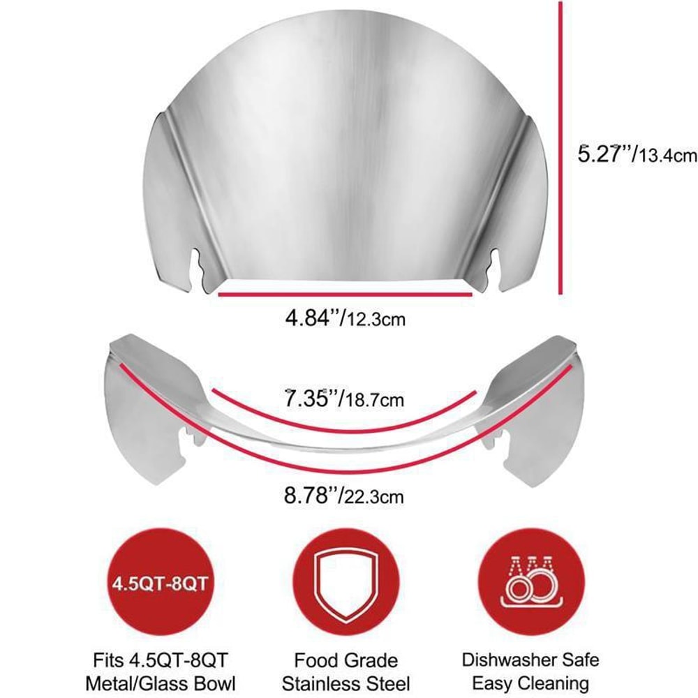 Premium Stainless Steel Mixer Bowl Pour Guard Mess Free Stand Mixer Pouring Shield Attachment 5