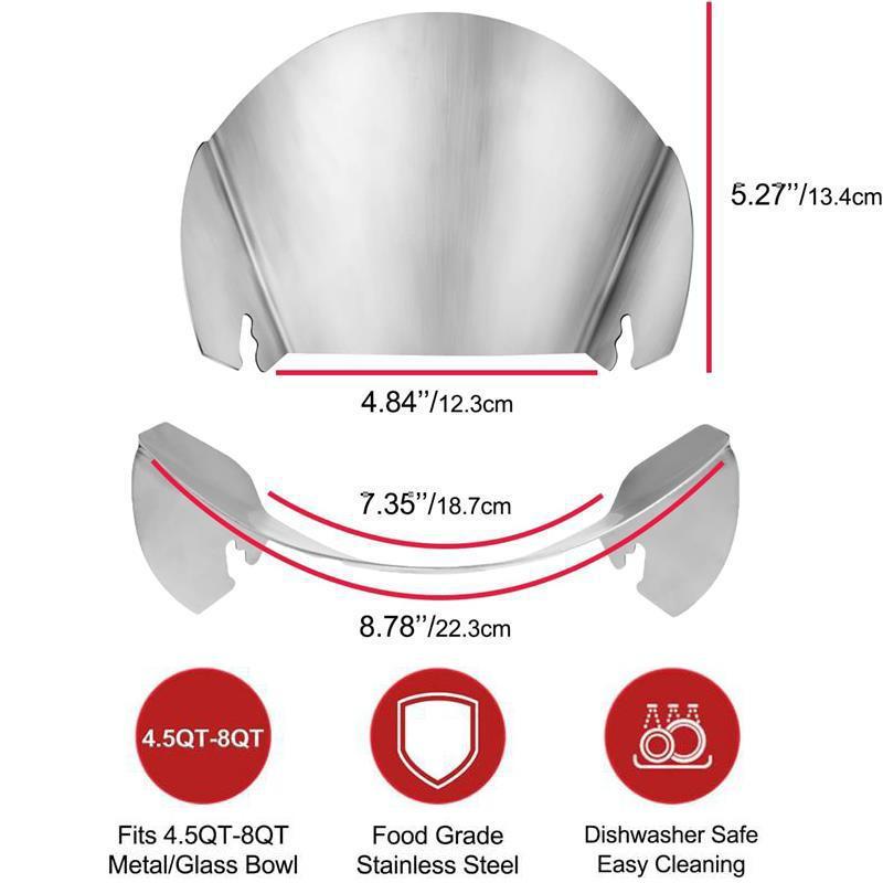 Premium Stainless Steel Mixer Bowl Pour Guard Mess Free Stand Mixer Pouring Shield Attachment 5