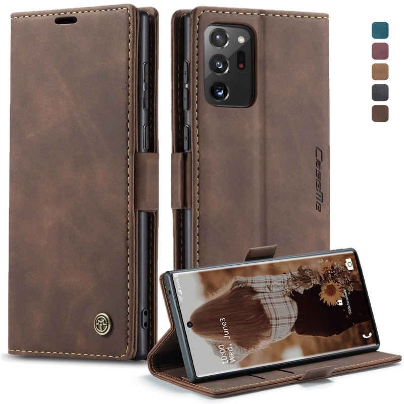 CaseMe Leather Wallet Case for Samsung Galaxy, Flip Stand Phone Case with Card Holder