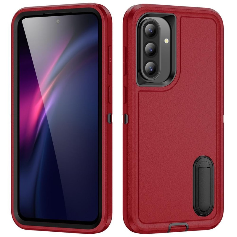 Rugged Shockproof Phone Case with Built-In Stand Hybrid Silicone Armor Cover