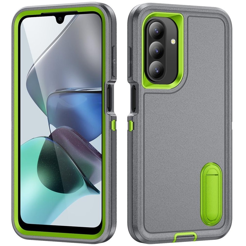 Rugged Shockproof Phone Case with Built-In Stand Hybrid Silicone Armor Cover