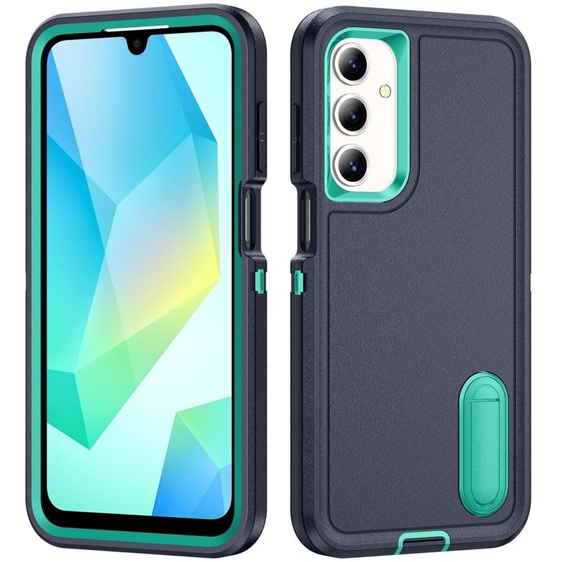 Rugged Shockproof Phone Case with Built-In Stand Hybrid Silicone Armor Cover