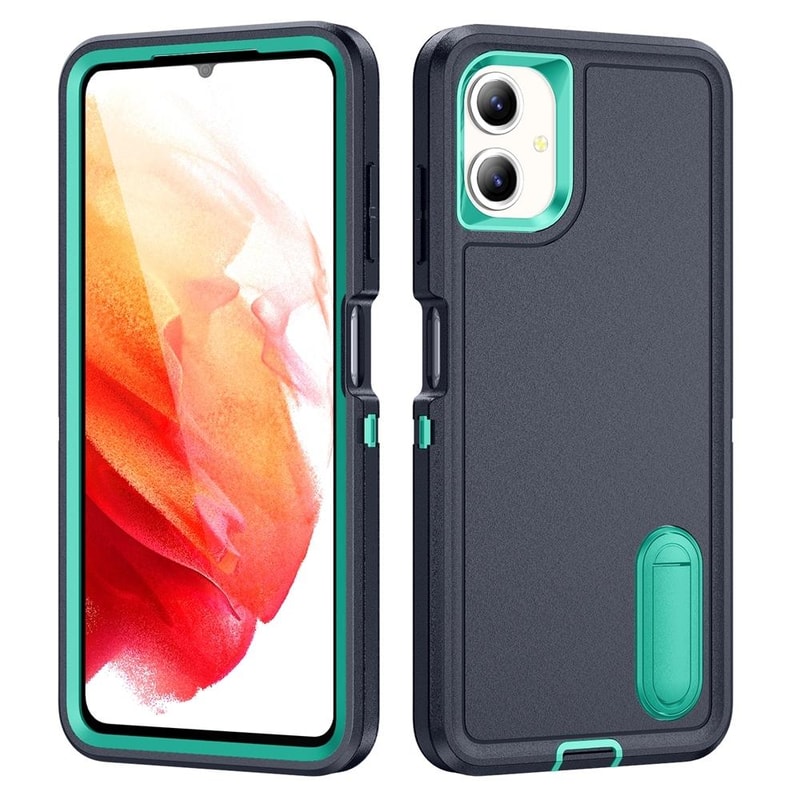 Rugged Shockproof Phone Case with Built-In Stand Hybrid Silicone Armor Cover