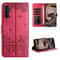Cute Cat Embossed Wallet Phone Case for Samsung Galaxy with Card Holder and Lanyard