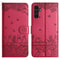 Cute Cat Embossed Wallet Phone Case for Samsung Galaxy with Card Holder and Lanyard