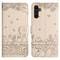 Cute Cat Embossed Wallet Phone Case for Samsung Galaxy with Card Holder and Lanyard