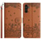 Cute Cat Embossed Wallet Phone Case for Samsung Galaxy with Card Holder and Lanyard
