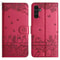 Cute Cat Embossed Wallet Phone Case for Samsung Galaxy with Card Holder and Lanyard
