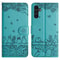 Cute Cat Embossed Wallet Phone Case for Samsung Galaxy with Card Holder and Lanyard