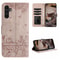 Cute Cat Embossed Wallet Phone Case for Samsung Galaxy with Card Holder and Lanyard