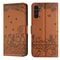 Cute Cat Embossed Wallet Phone Case for Samsung Galaxy with Card Holder and Lanyard