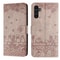Cute Cat Embossed Wallet Phone Case for Samsung Galaxy with Card Holder and Lanyard