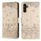 Cute Cat Embossed Wallet Phone Case for Samsung Galaxy with Card Holder and Lanyard