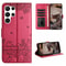 Cute Cat Embossed Wallet Phone Case for Samsung Galaxy with Card Holder and Lanyard
