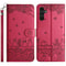 Cute Cat Embossed Wallet Phone Case for Samsung Galaxy with Card Holder and Lanyard