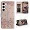 Cute Cat Embossed Wallet Phone Case for Samsung Galaxy with Card Holder and Lanyard
