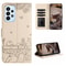 Cute Cat Embossed Wallet Phone Case for Samsung Galaxy with Card Holder and Lanyard