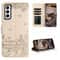 Cute Cat Embossed Wallet Phone Case for Samsung Galaxy with Card Holder and Lanyard
