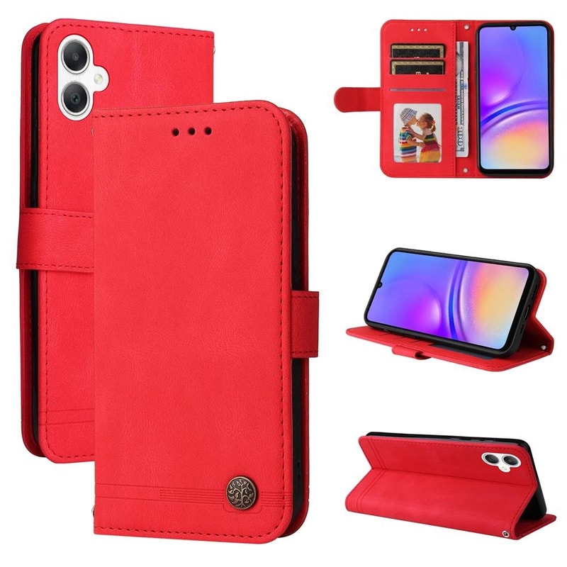 Samsung Galaxy Leather Wallet Case With Card Slots Stand Life Tree Metal Button 15