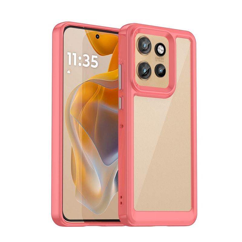 Motorola Edge 2024 protective phone case with Clear Acrylic Back & Shockproof TPU Bumper