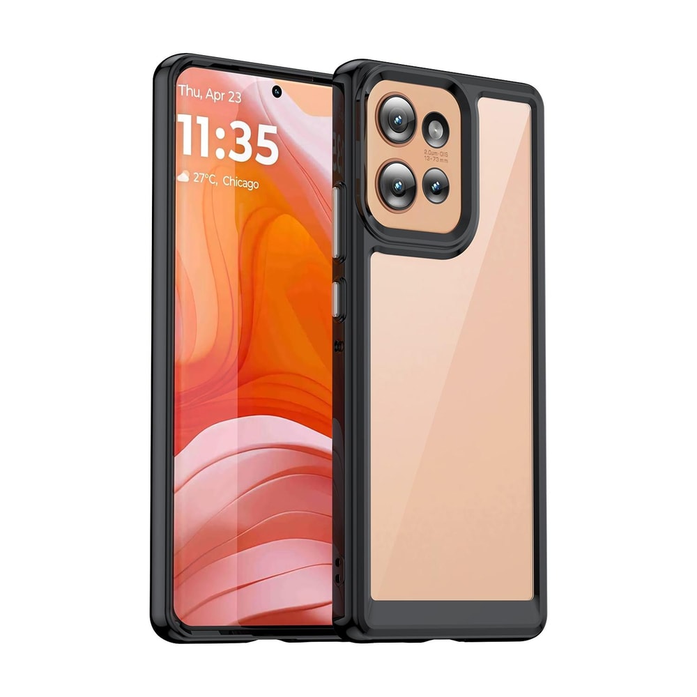 Motorola Edge 2024 protective phone case with Clear Acrylic Back & Shockproof TPU Bumper