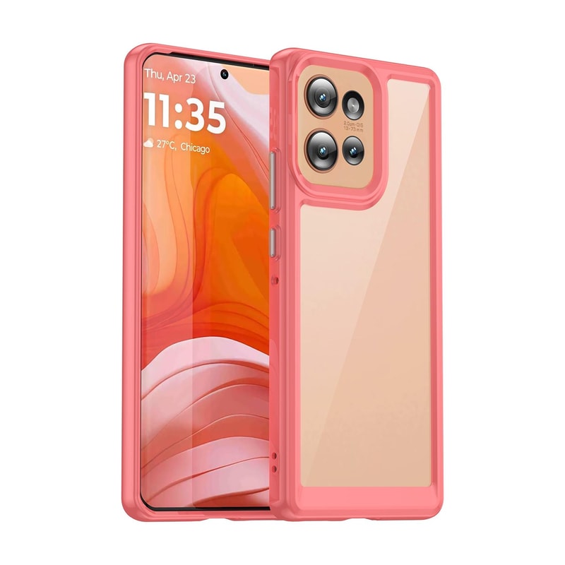 Motorola Edge 2024 protective phone case with Clear Acrylic Back & Shockproof TPU Bumper