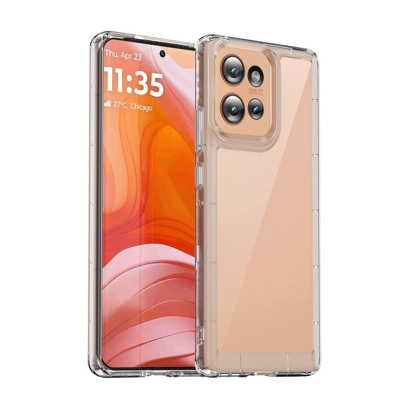 Motorola Edge 2024 protective phone case with Clear Acrylic Back & Shockproof TPU Bumper