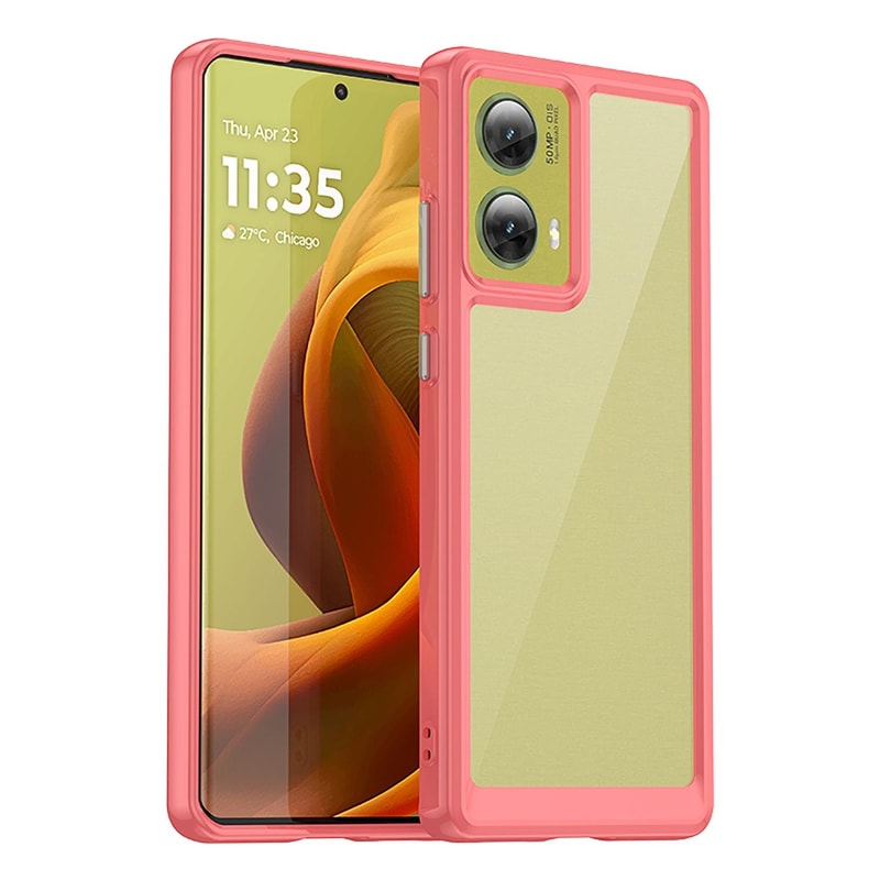 Motorola Edge 2024 protective phone case with Clear Acrylic Back & Shockproof TPU Bumper