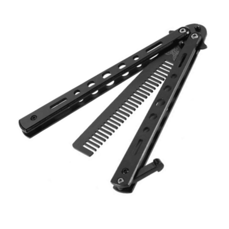 Premium Stainless Steel Butterfly Knife Practice Comb Trainer Safe Training Tool 4