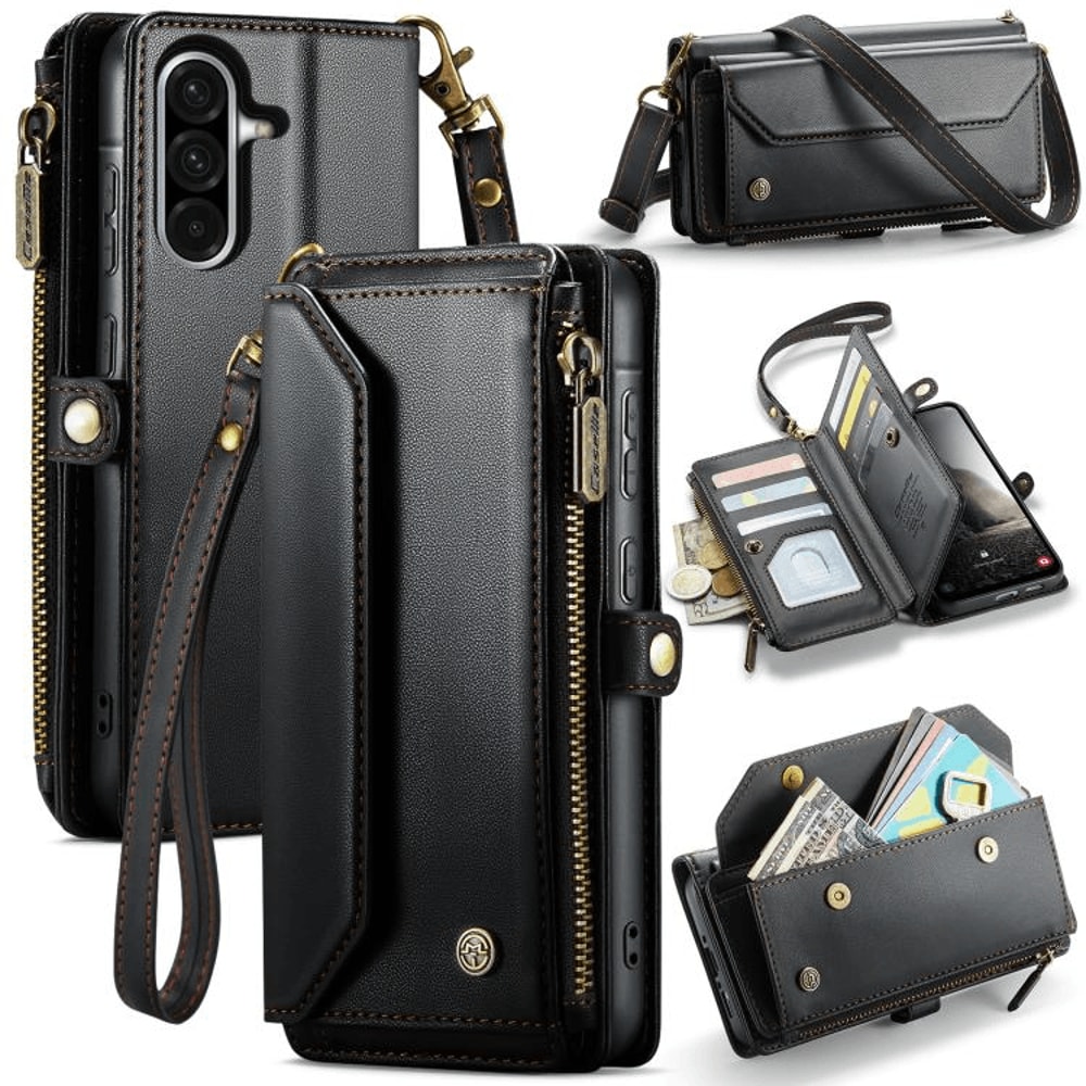 Samsung Wallet Case RFID Leather Card Holder Crossbody Zipper Phone Case 8
