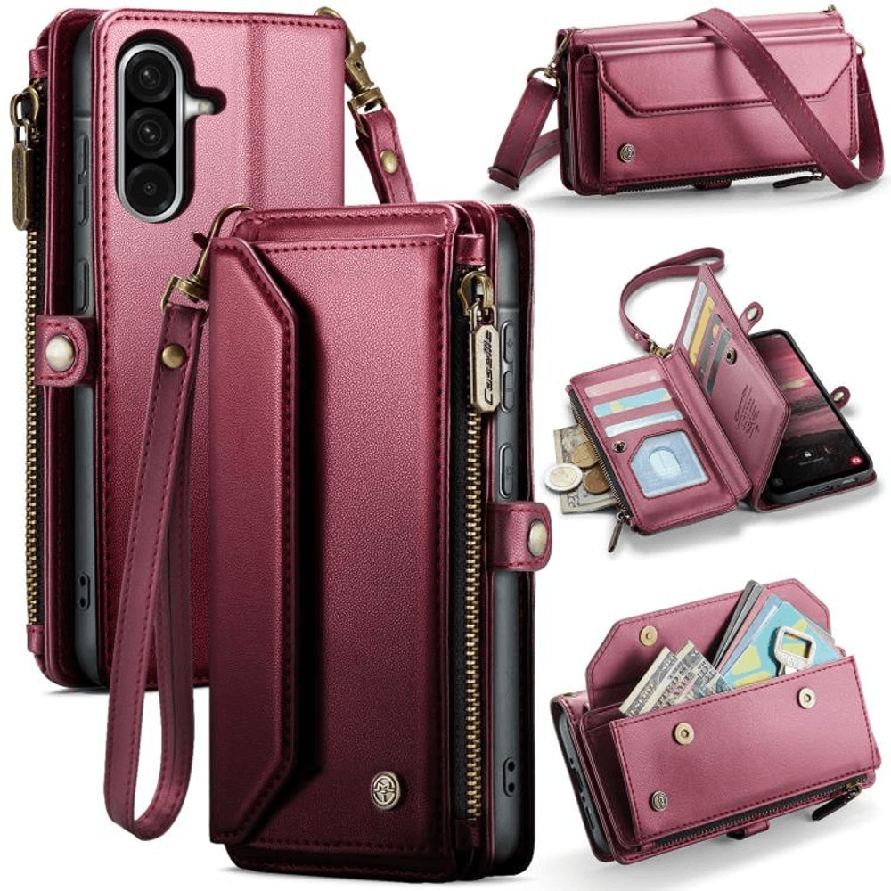Samsung Wallet Case RFID Leather Card Holder Crossbody Zipper Phone Case 9
