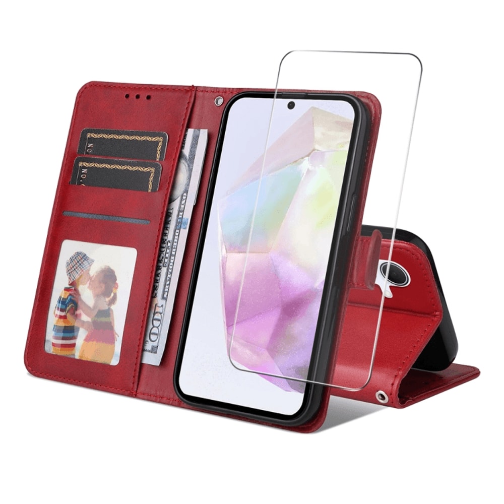 Samsung Galaxy Leather Wallet Case With Card Holder Stand Screen Protector 10