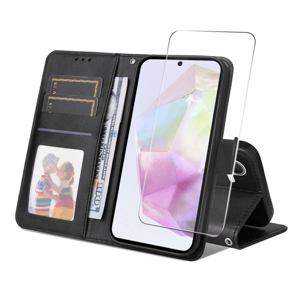 Samsung Galaxy Leather Wallet Case With Card Holder Stand Screen Protector 8