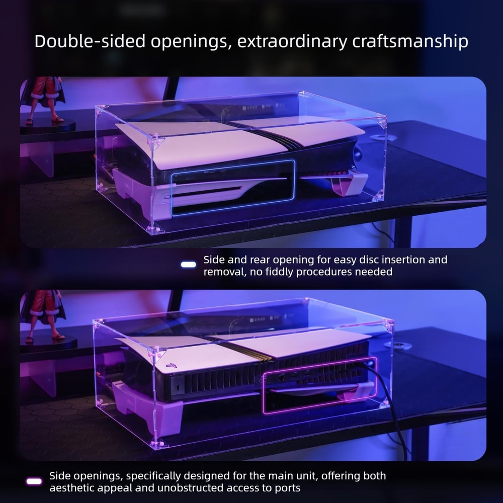 Clear Acrylic PS5 Dust Cover for PS5 Slim & Pro Horizontal Console Protection Case