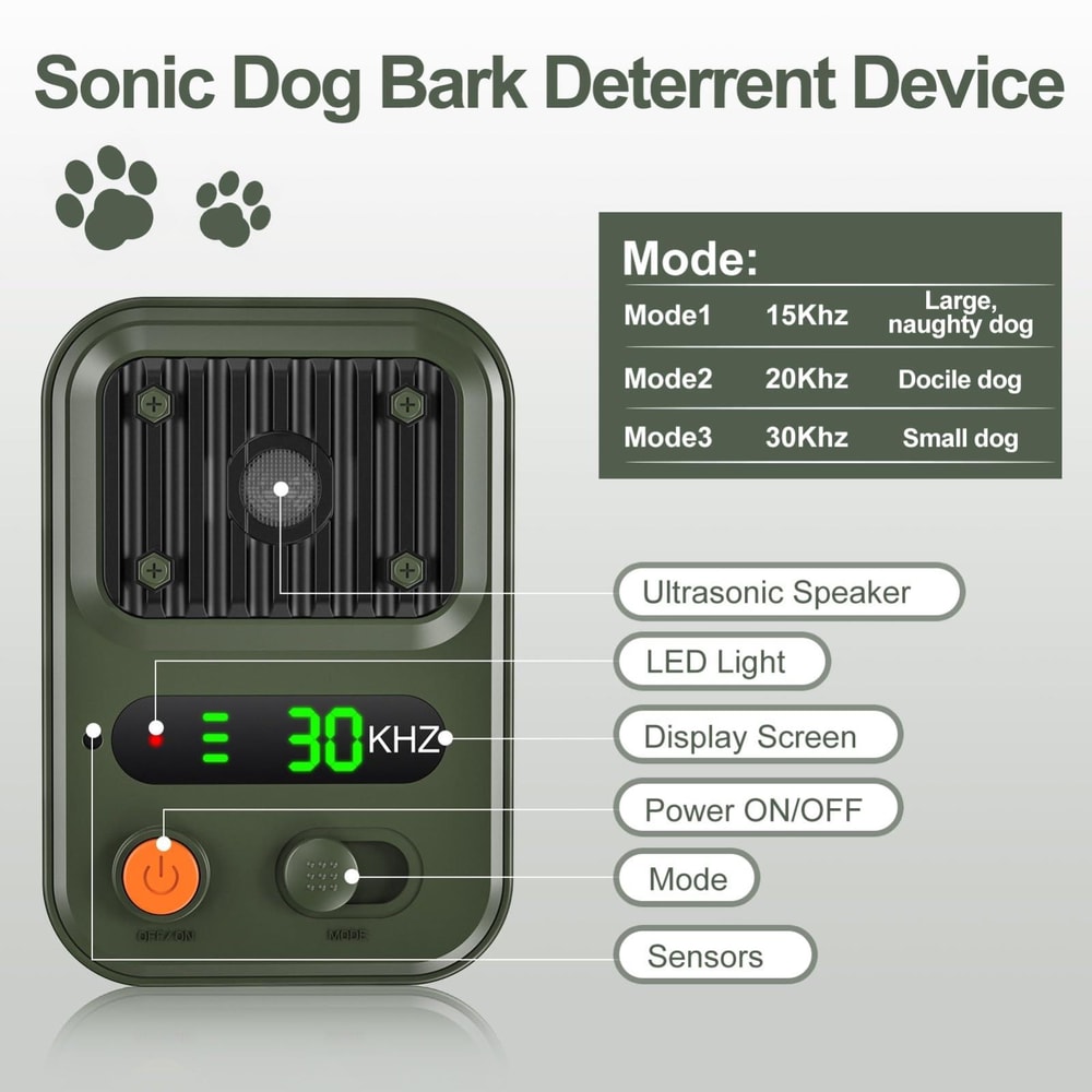 Smart Ultrasonic Dog Bark Deterrent Device With Color Screen 3 Training Modes 2