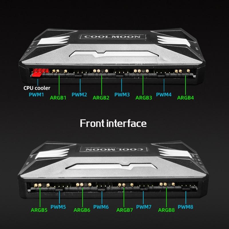 Smart ARGB PC Fan Controller Hub With Remote PWM Temperature Control 5