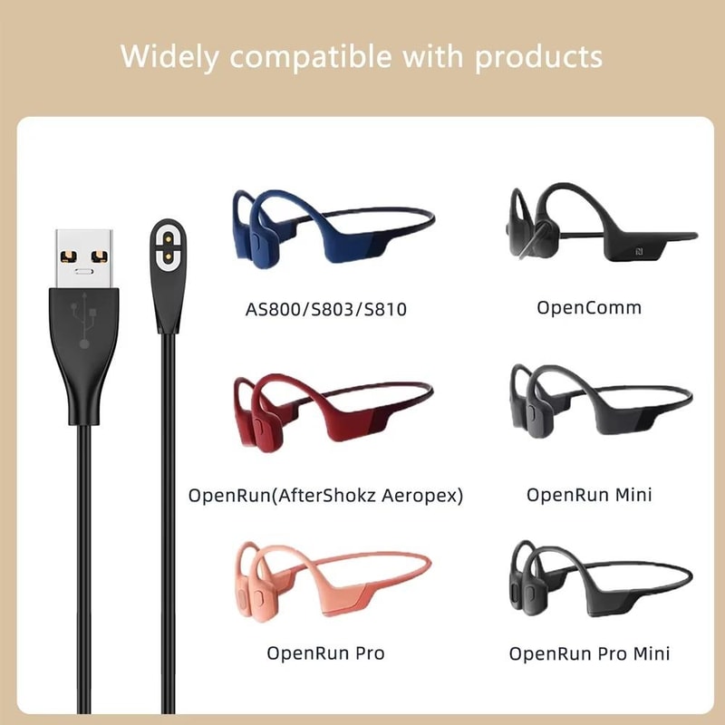 For Shokz Bone Conduction Bluetooth Earphone Magnetic Charging Cable 5
