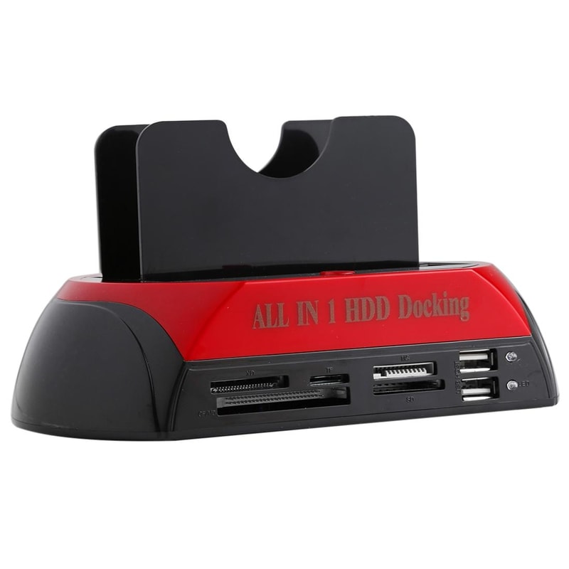 AllinOne Dual Bay SATA IDE HDD Dock With USB 30 Cloning Card Reader Hub 0