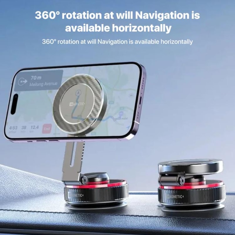 360 Rotating Magnetic Phone Holder With Vacuum Suction Car Mount 2
