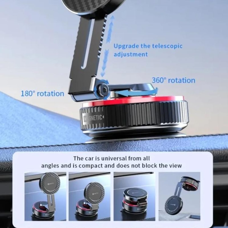 360 Rotating Magnetic Phone Holder With Vacuum Suction Car Mount 5