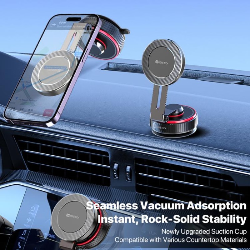 360 Rotating Magnetic Phone Holder With Vacuum Suction Car Mount 6