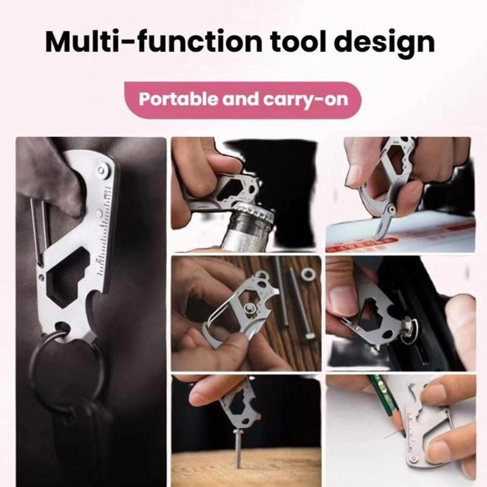 7in1 Multifunctional Carabiner Tool Stainless Steel Outdoor EDC Survival Tool With Bottle Opener S 1