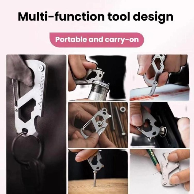 7in1 Multifunctional Carabiner Tool Stainless Steel Outdoor EDC Survival Tool With Bottle Opener S 1