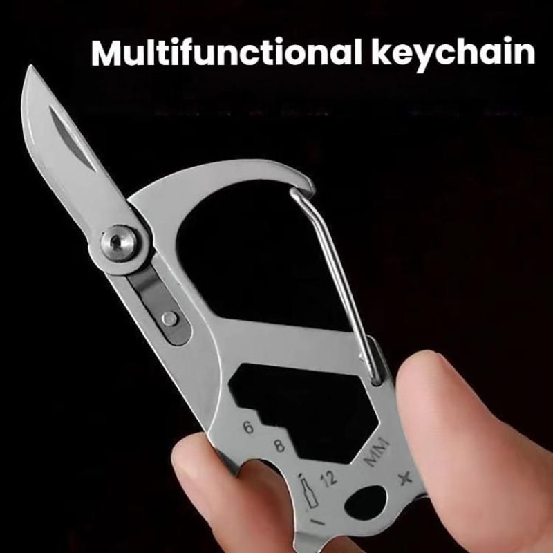 7in1 Multifunctional Carabiner Tool Stainless Steel Outdoor EDC Survival Tool With Bottle Opener S 3