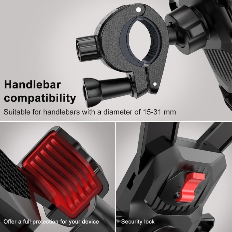 Secure 360 Rotating Bike Phone Mount For Handlebars Universal Motorcycle Phone Holder 1