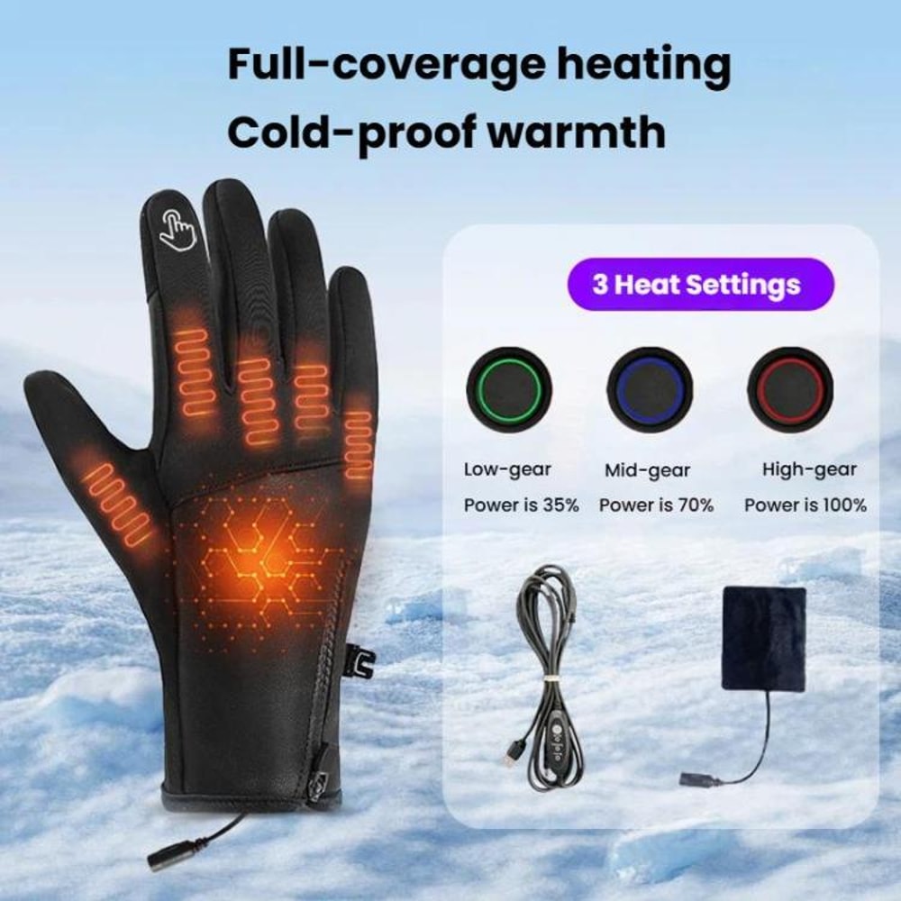 Rechargeable Heated Gloves With Touchscreen Grip Winter Thermal Gloves For Men Women 1