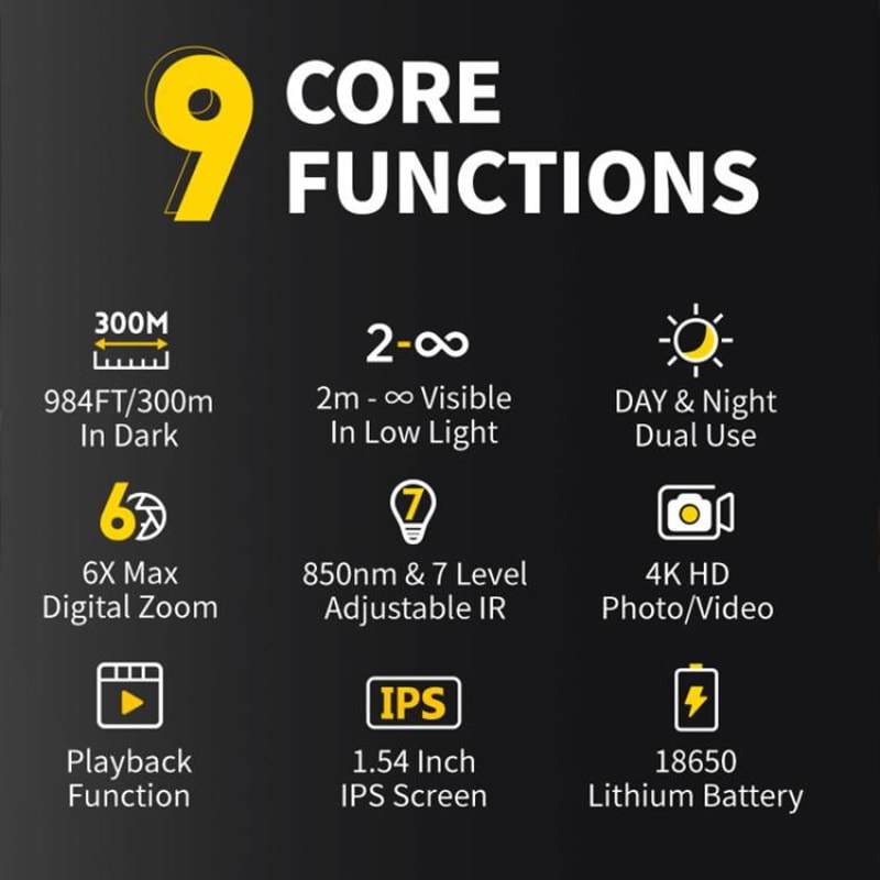 4K Night Vision Monocular Infrared Camera With Zoom Long Range Viewing 2