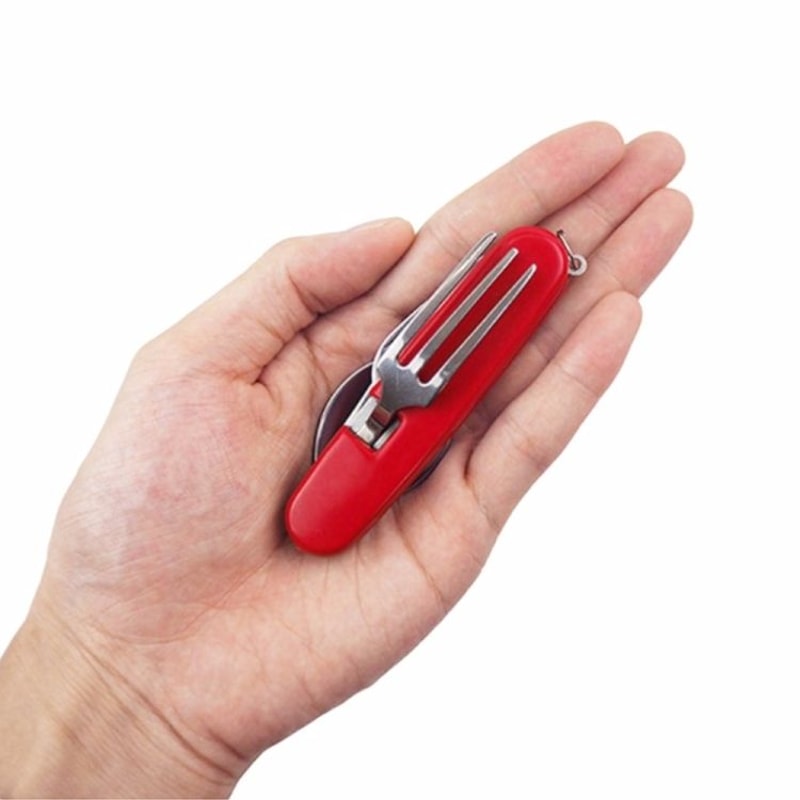 4 In 1 Camping Cutlery Set Stainless Steel Portable Folding Utensil Kit With Bottle Opener 2