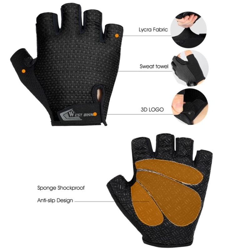 Breathable Half Finger Cycling Gloves Non Slip Grip Lightweight Riding Gloves 5
